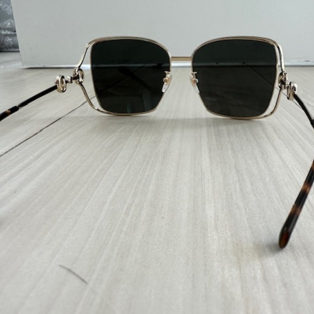 Brand NEW Gucci Gold Grey Metal Oversized Sunglasses - Picture 6 of 6